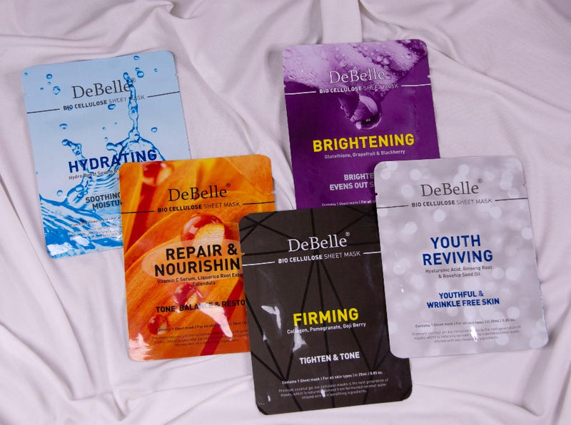 DeBelle Bio Cellulose All Sheet Masks Combo of 5 - DeBelle Cosmetix Online Store