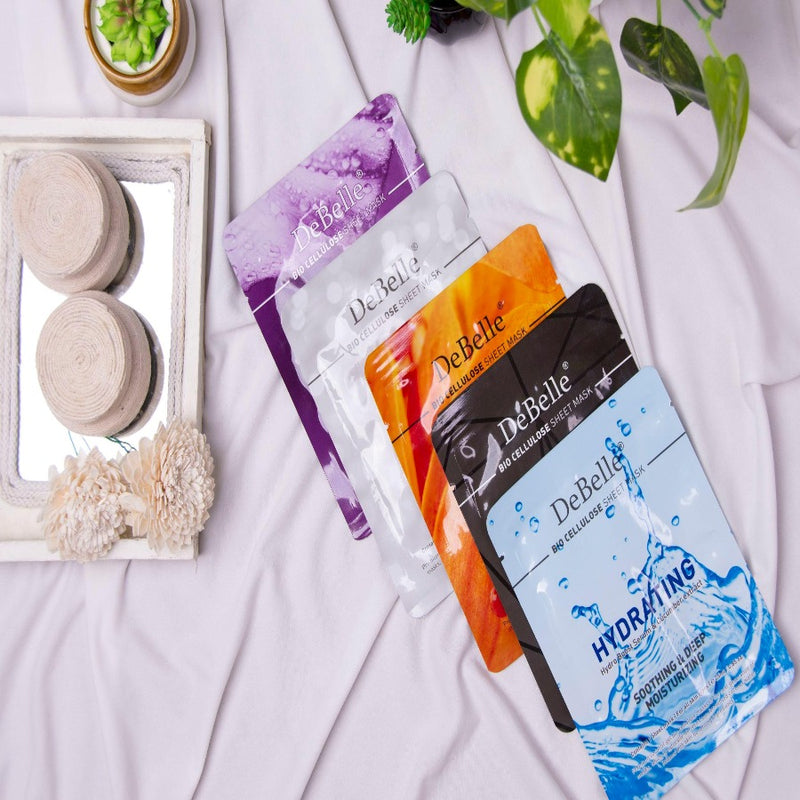DeBelle Bio Cellulose All Sheet Masks Combo of 5 - DeBelle Cosmetix Online Store