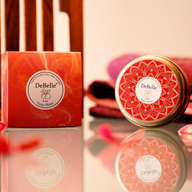 DeBelle Luxe Scented Soy Wax Candle Yuzu Rose - DeBelle Cosmetix Online Store