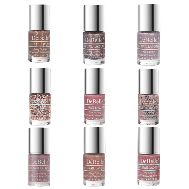 DeBelle Gel Nail Lacquers All Mademoiselle Mauve Collection Combo of 9 - DeBelle Cosmetix Online Store