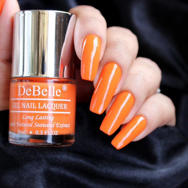 DeBelle Gel Nail Lacquer Tangerine Sheen - (Carrot Orange Nail Polish), 8ml - DeBelle Cosmetix Online Store