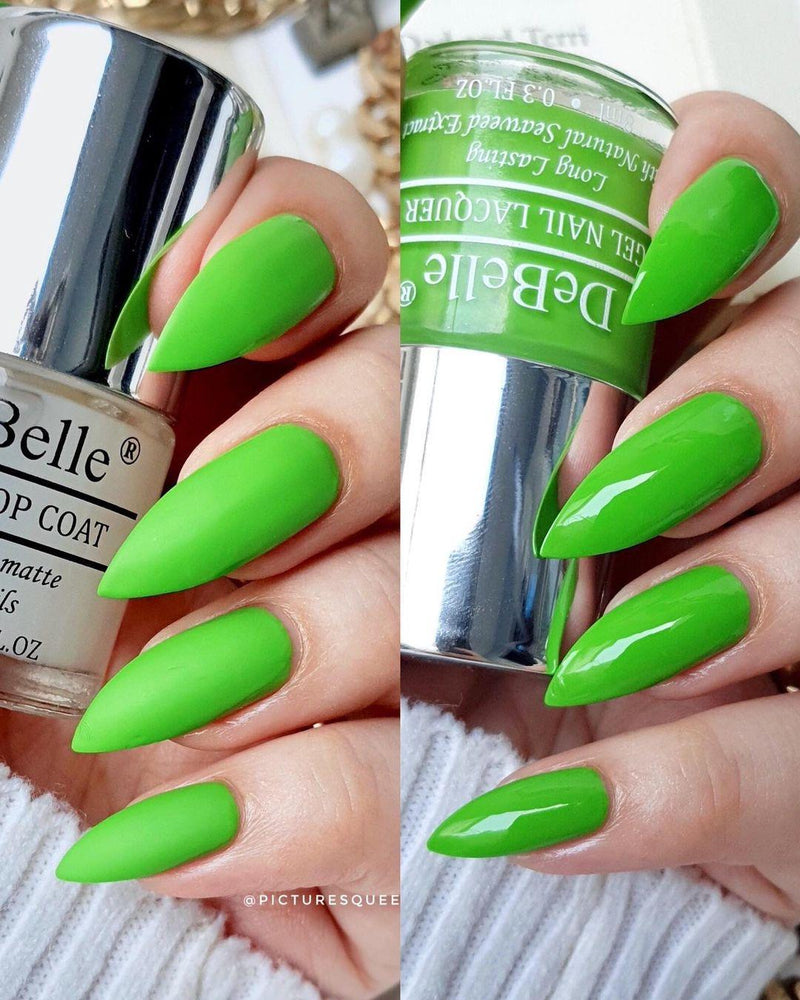 A combo you will fall in love with-DeBelle gel nail color matcha Cookie and Matte Top Coat.