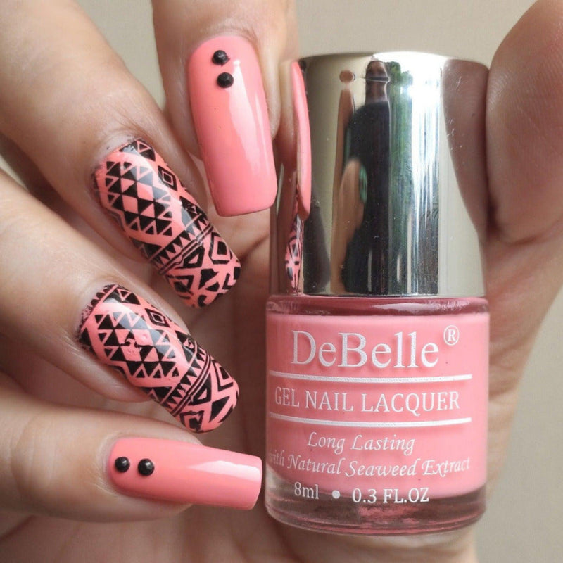 DeBelle Gel Nail Lacquer Rose Sorbet (Salmon Pink), 8ml - DeBelle Cosmetix Online Store