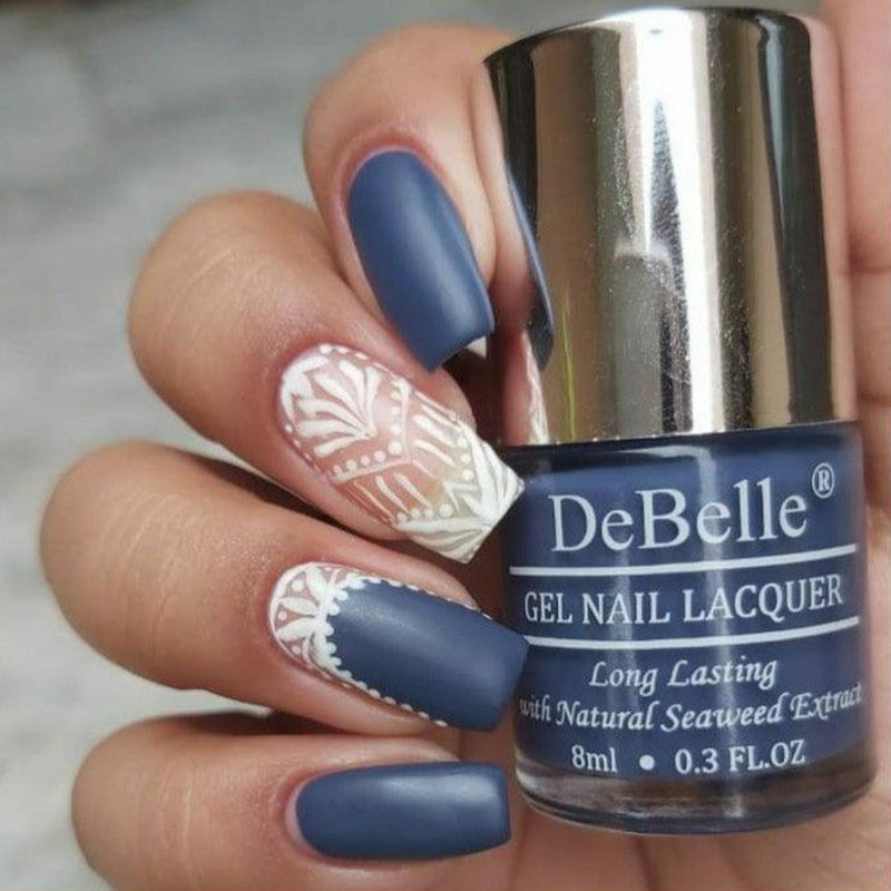 DeBelle Gel Nail Lacquer Twilight Sapphire - (Pastel Dark Navy Blue Nail Polish), 8ml - DeBelle Cosmetix Online Store