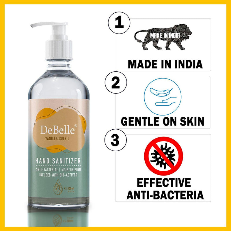 DeBelle Gel Hand Sanitizer - Vanilla Soleil (500 ml) - DeBelle Cosmetix Online Store